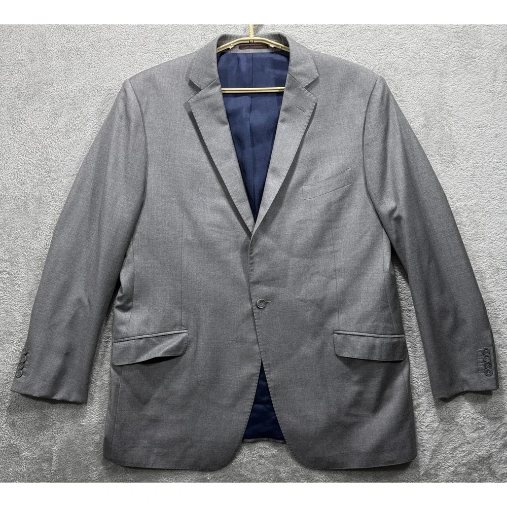 J.Hilburn Blazer Mens 47L Gray Wool Sport Coat Vitale Barberis Canonico Italy